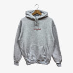 Burgundy Script Hood - Heather Grey