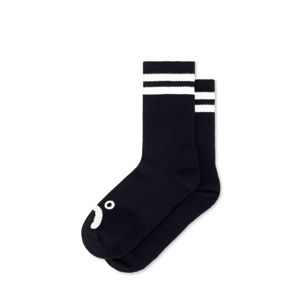 Polar Skate Co SU24 Rib Socks Happy Sad Black 1