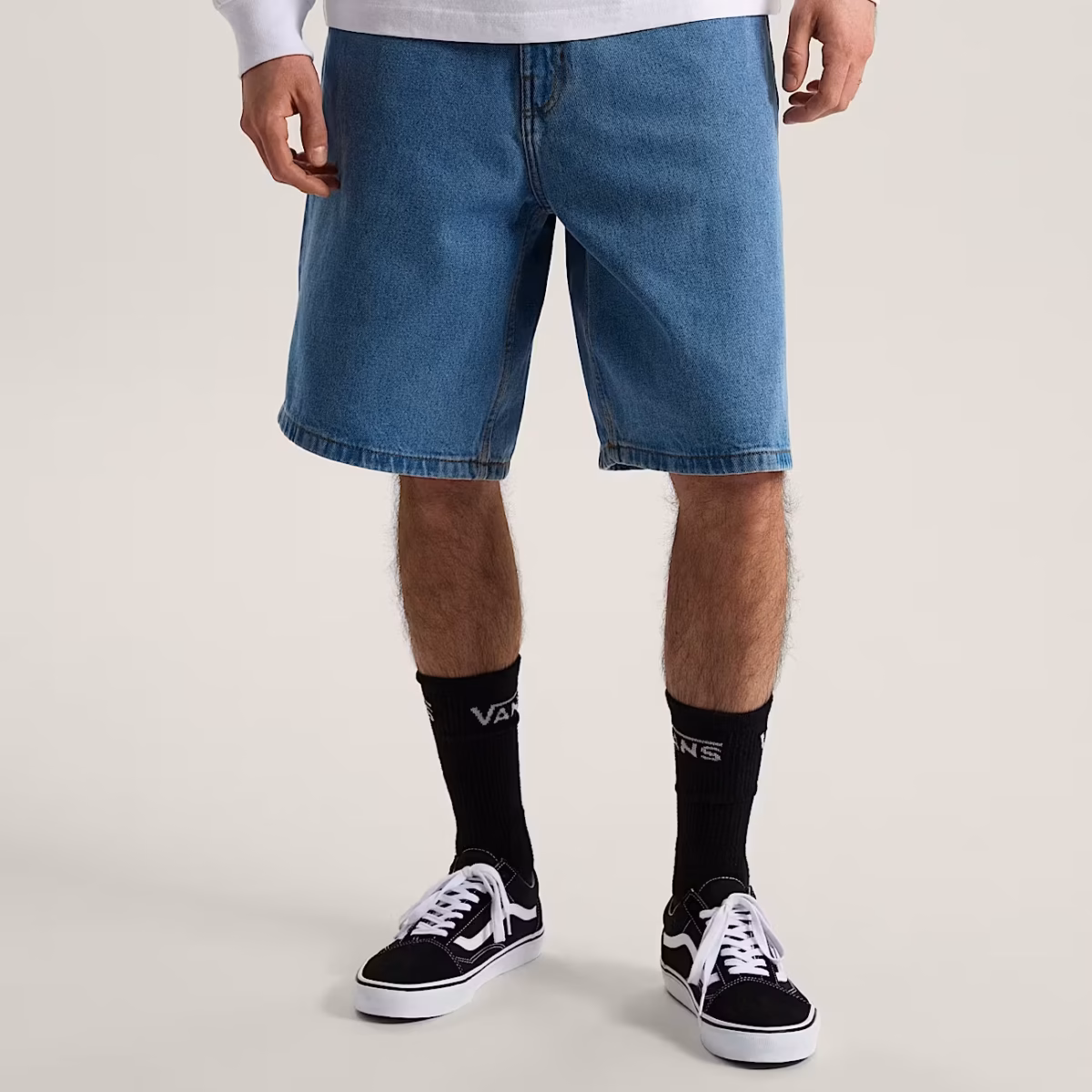 Check-5 Baggy Denim Short - Stone Washed Blue - Bild 3