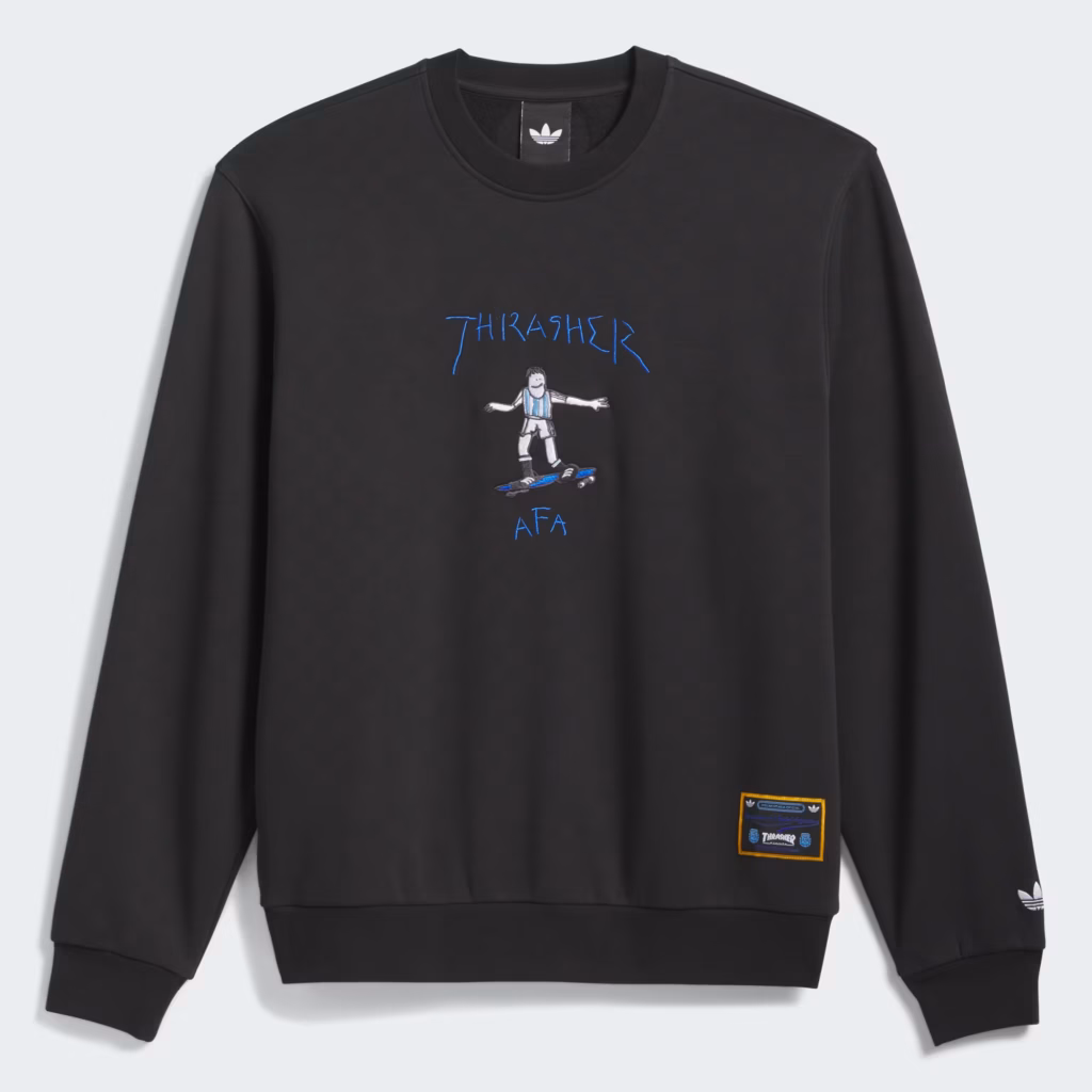 Argentina x Thrasher Crewneck Sweatshirt Black KX4545 01 laydown
