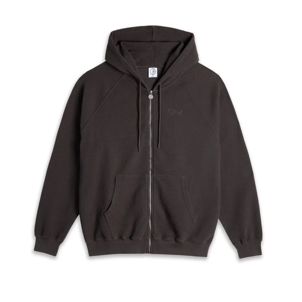 Polar Skate Co F26 Waffle Zip Hoodie Dirty Black 1 stor