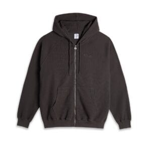 Waffle Zip Hoodie - Dirty Black