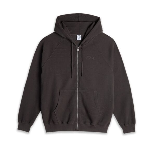 Waffle Zip Hoodie - Dirty Black