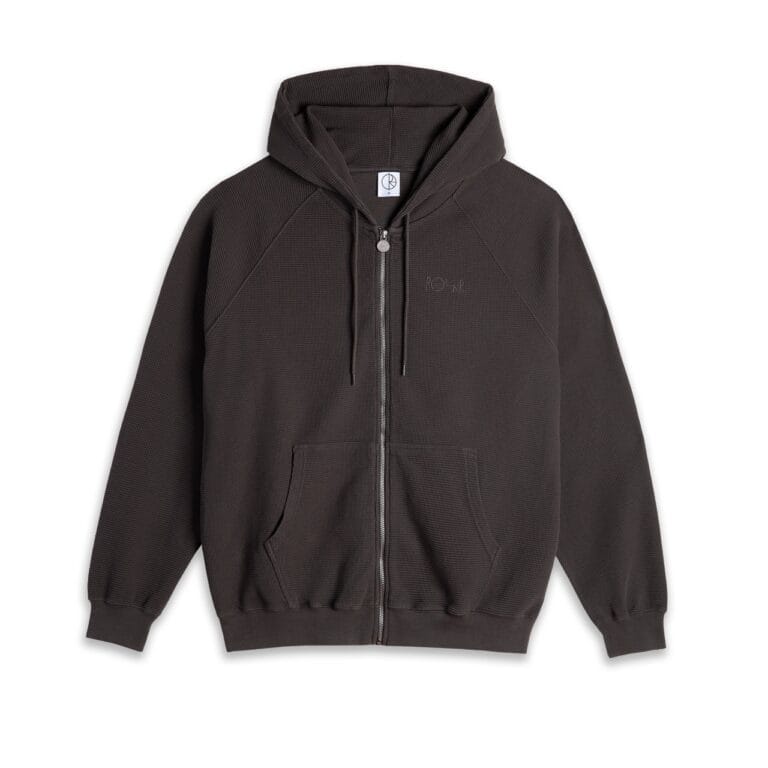 Polar Skate Co F26 Waffle Zip Hoodie Dirty Black 1 stor